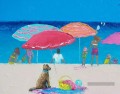 chien sur plage Impressionnisme enfant